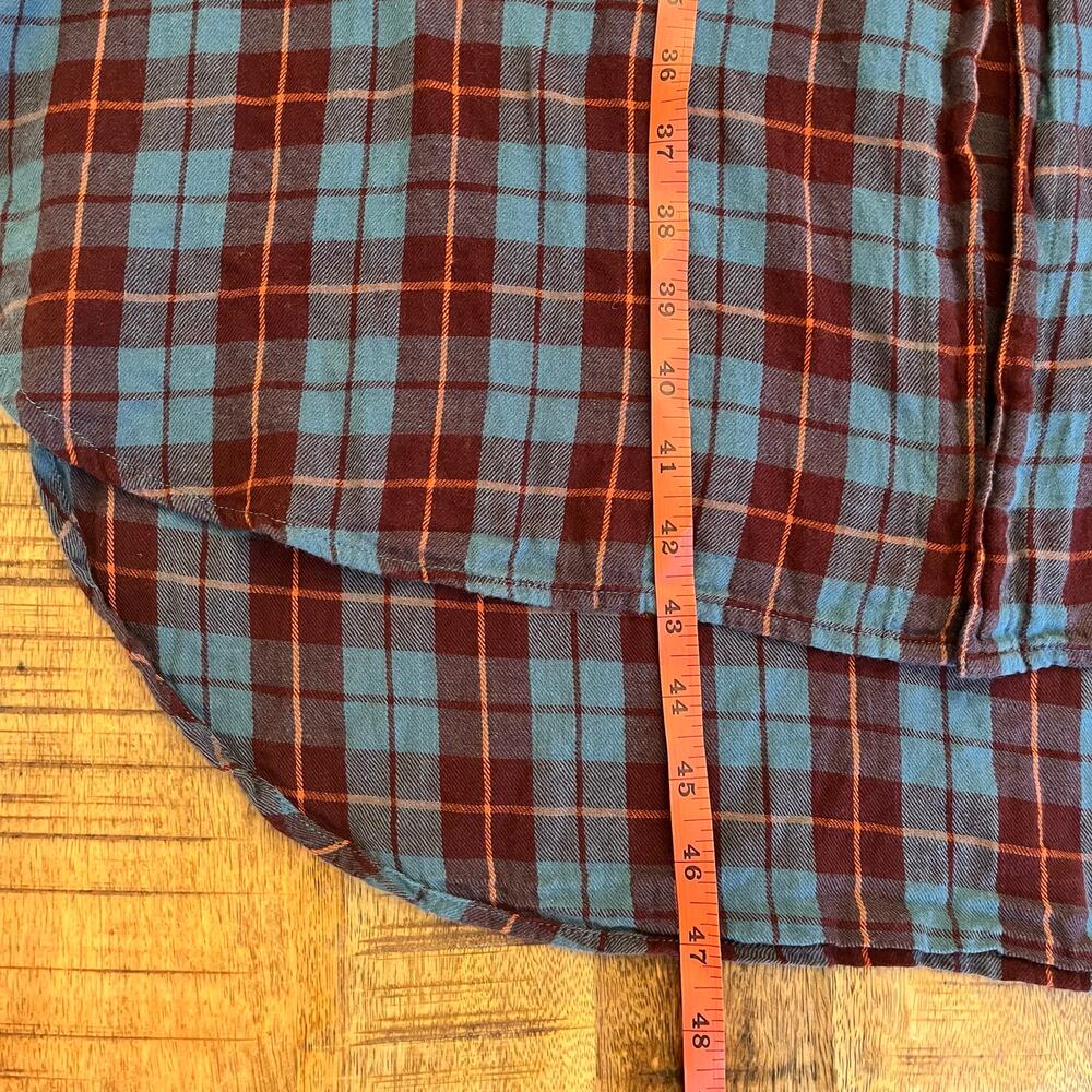 NATURAL LIFE Teal and Rust Plaid Midi Shirt Dress - Picture 13 of 13